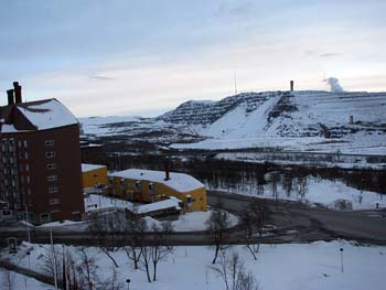 View from hotel in Kiruna,Sweden as the sun was getting down